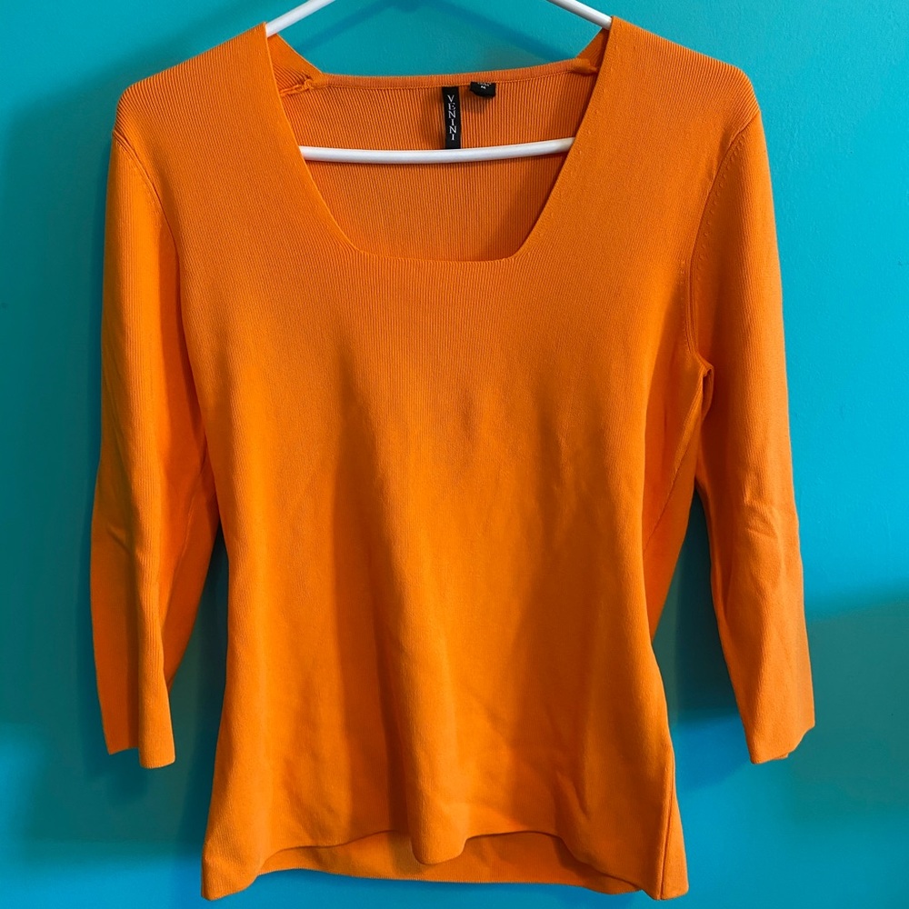Orange knit blouse